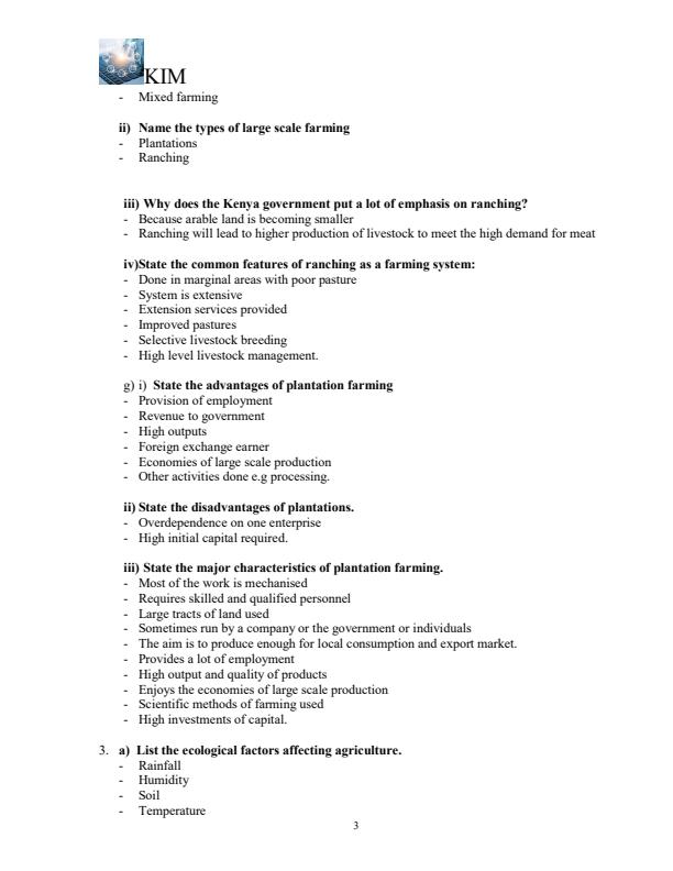 Page 3 – Agriculture Revision Questions and Answers: Form 1 to Form 4 : All Topics – Kenyaplex