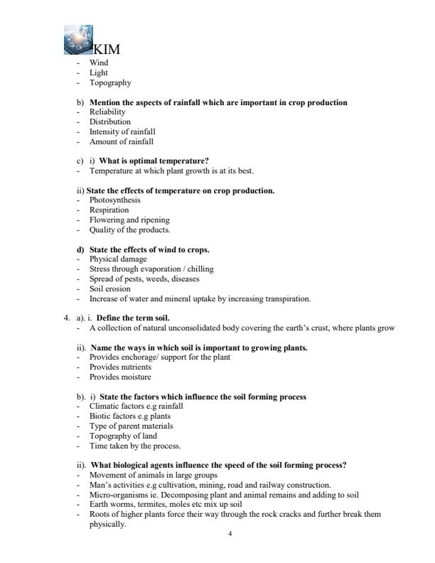 Page 4 – Agriculture Revision Questions and Answers: Form 1 to Form 4 : All Topics – Kenyaplex