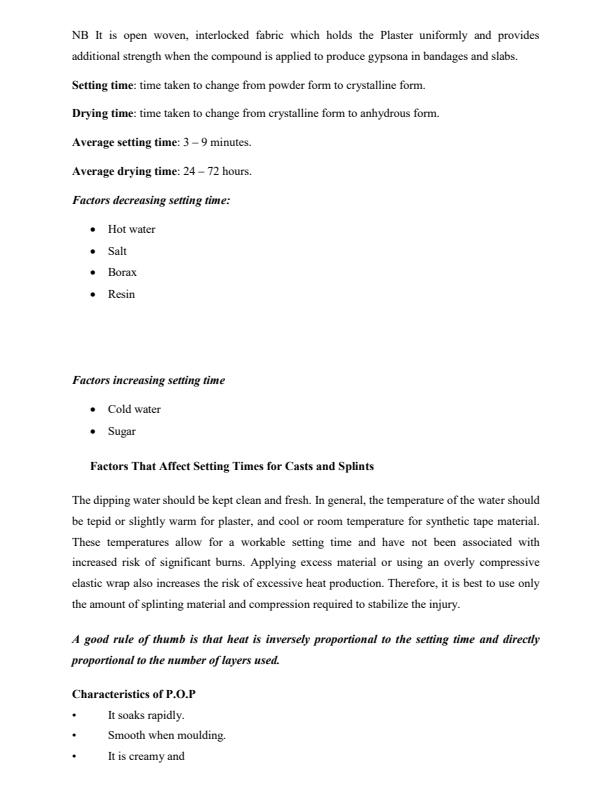 KMTC Casting and Splinting Techniques Notes (Certificate in Orthopaedic