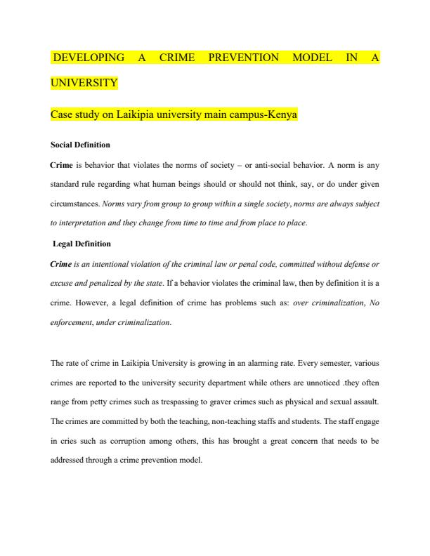Page 1 – Developing a Crime Prevention Model: Case Study on Laikipia university – Kenyaplex
