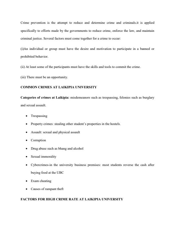 Page 2 – Developing a Crime Prevention Model: Case Study on Laikipia university – Kenyaplex
