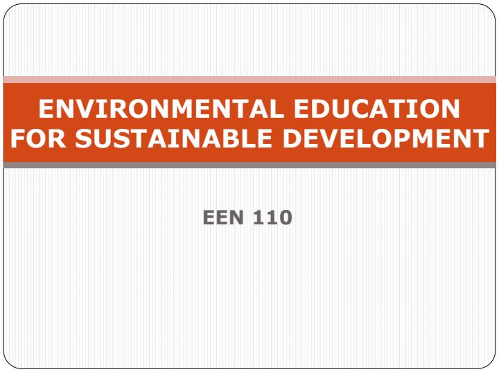Page 1 – EEN 110: Environmental Education For Sustainable Development Notes – Kenyaplex