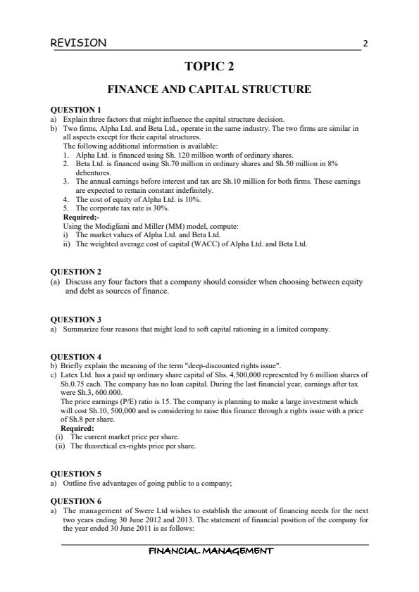 Page 4 – CPA Financial Management Revision Kit – Kenyaplex