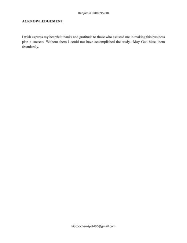 Page 5 – Sample Dairy Farm Business Plan – Kenyaplex