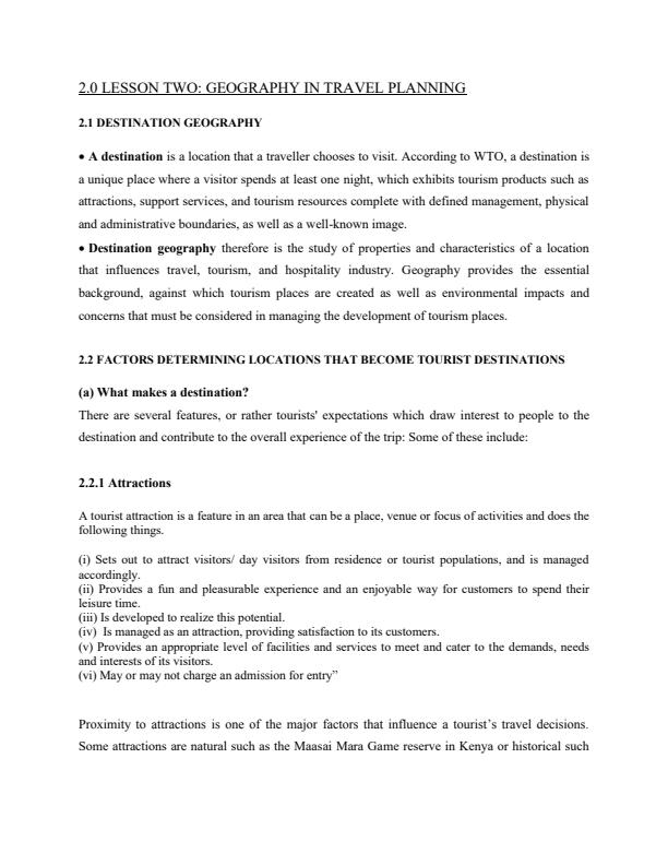 Page 1 – Geography in Travel Planning Notes – Kenyaplex