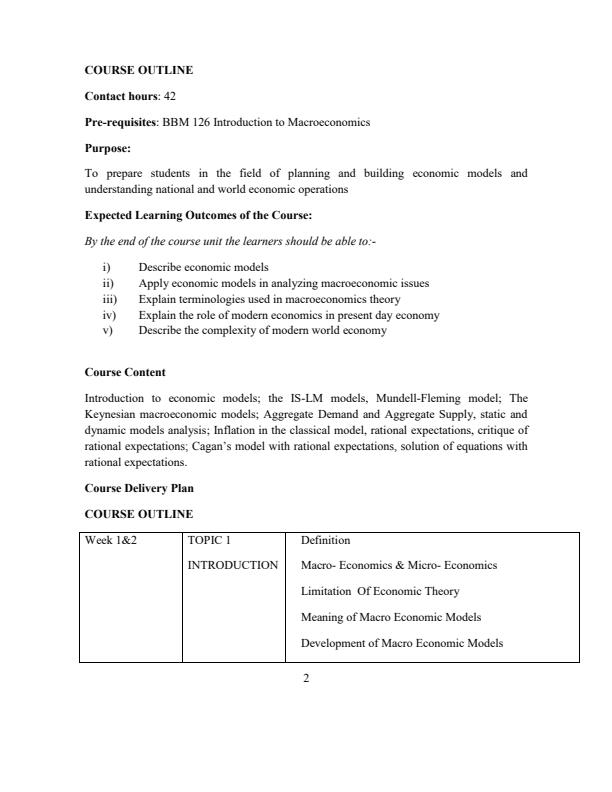 Page 1 – BBM 225: Intermediate Macroeconomics Notes – Kenyaplex