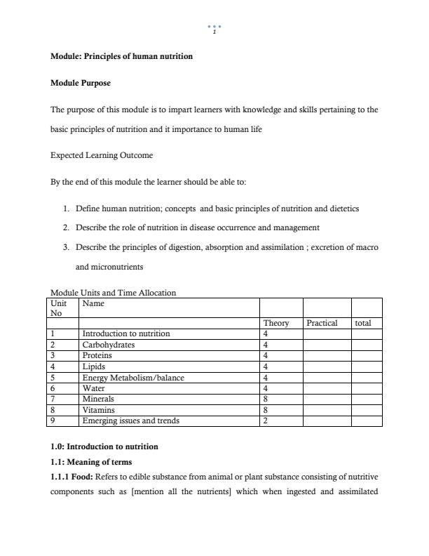 Page 1 – KMTC Principles of Human Nutrition Notes – Kenyaplex