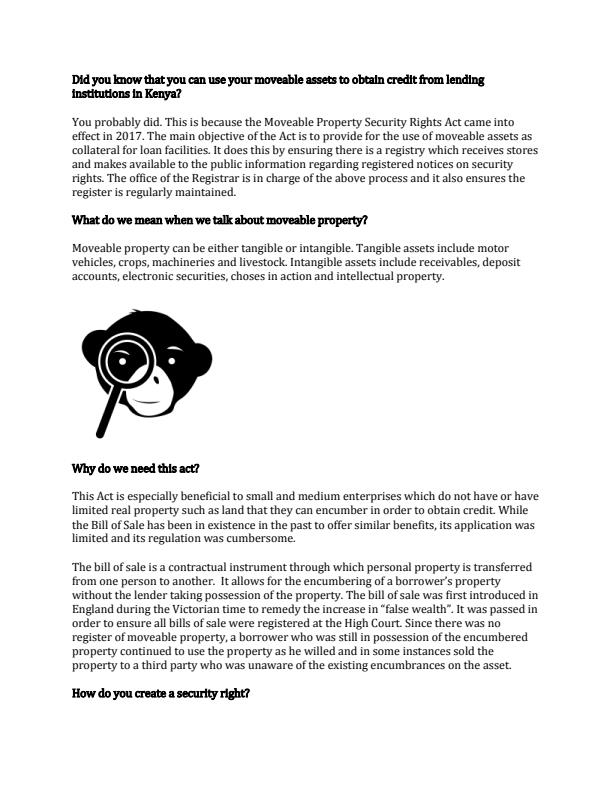 Page 1 – Did you know that you can use your moveable assets to obtain credit from lending institutions in Kenya? – Kenyaplex