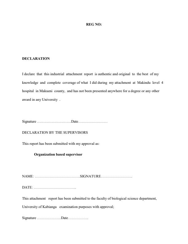 Page 2 – Bsc Biochemistry Industrial Attachment Report at Makindu Level 4 Hospital – Kenyaplex