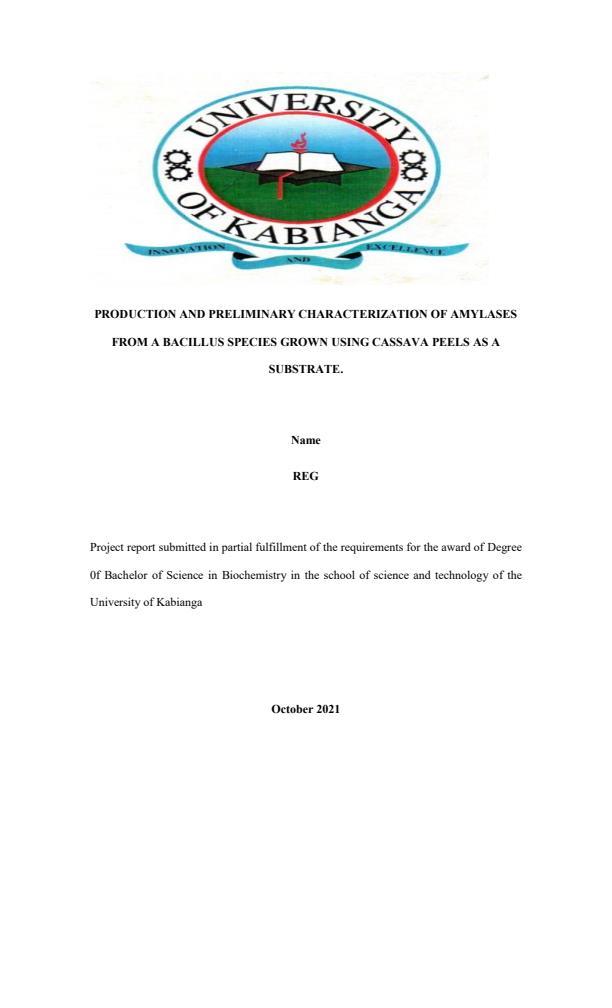 Page 1 – Production and preliminary characterization of amylases from a bacillus species grown using cassava peels as a substrate – Kenyaplex