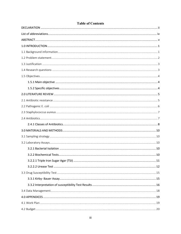 Page 3 – Proposal on the determination of antimicrobial susceptibility of e.coli and staphylococcus aureus isolates in vitro – Kenyaplex