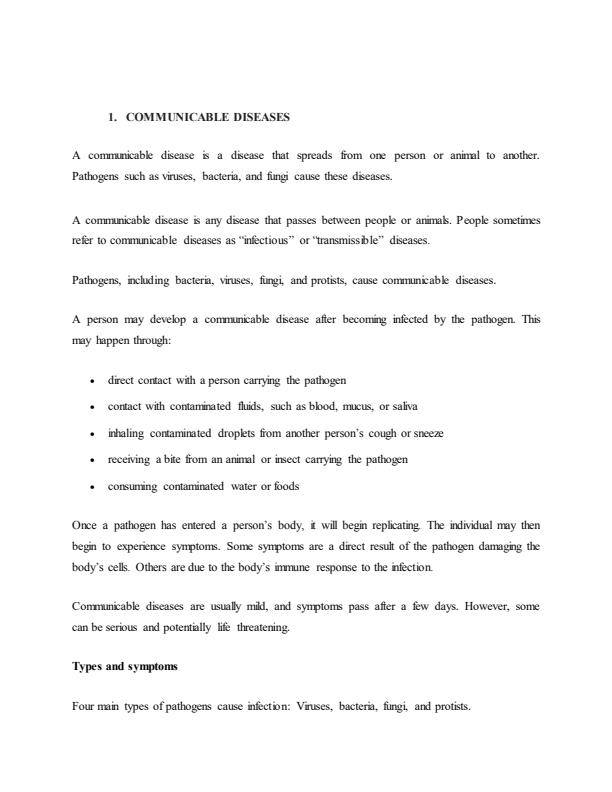 Page 2 – Communicable and Non-Communicable Diseases Notes – Kenyaplex