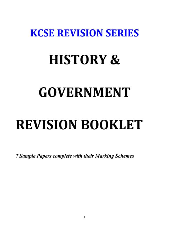 Page 1 – KCSE History and Government Revision Series with Answers. – Kenyaplex