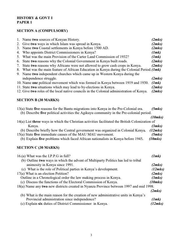 Page 3 – KCSE History and Government Revision Series with Answers. – Kenyaplex