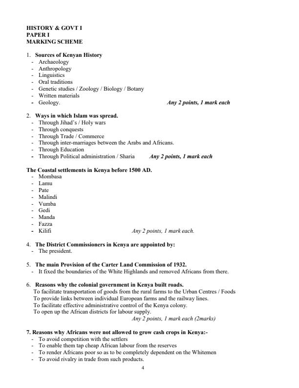 Page 4 – KCSE History and Government Revision Series with Answers. – Kenyaplex