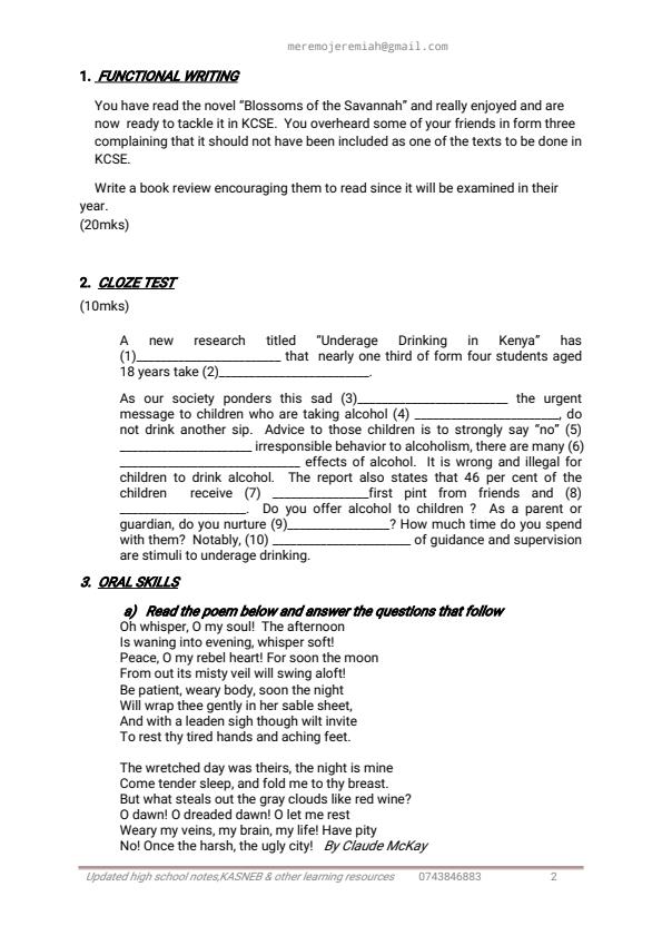 Page 2 – Top School English Papers With Answers – Kenyaplex