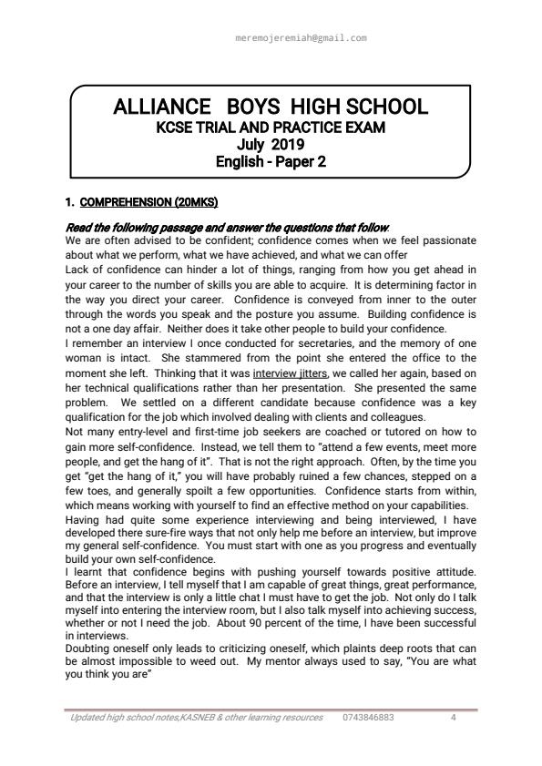 Page 4 – Top School English Papers With Answers – Kenyaplex