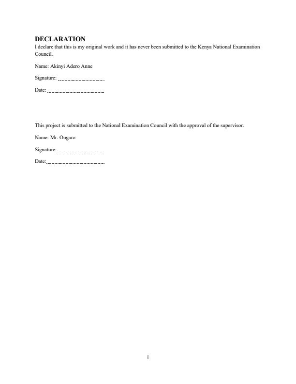 Page 2 – Sample Business Plan for Craft Certificate in Catering and Accommodation – Kenyaplex