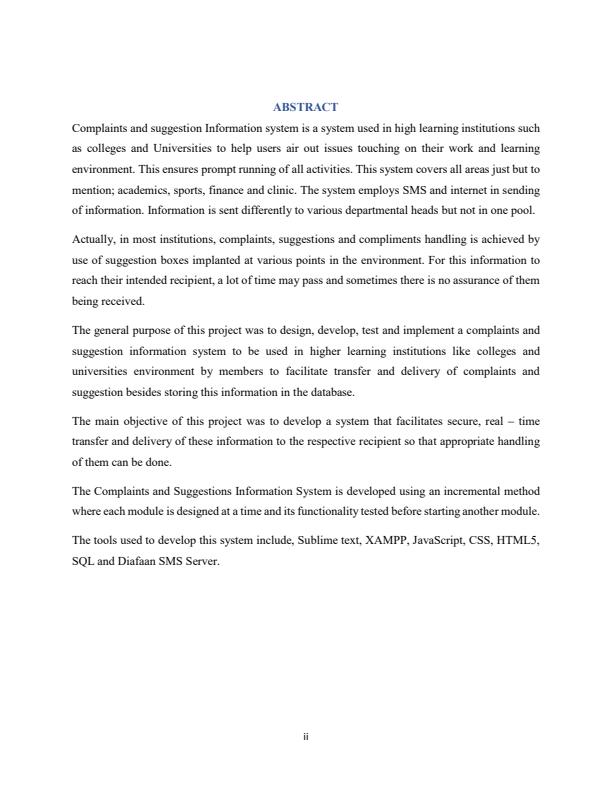 Page 3 – Complaints and Suggestion Information System Project Documentation – Kenyaplex