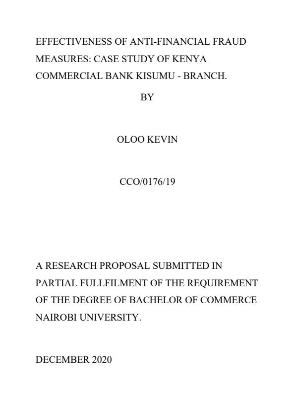 Page 1 – Proposal on Effectiveness of Anti-Financial Fraud – Kenyaplex