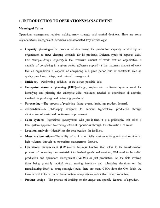 Page 2 – Diploma in Supply Chain Management: Operations Management Notes – Kenyaplex