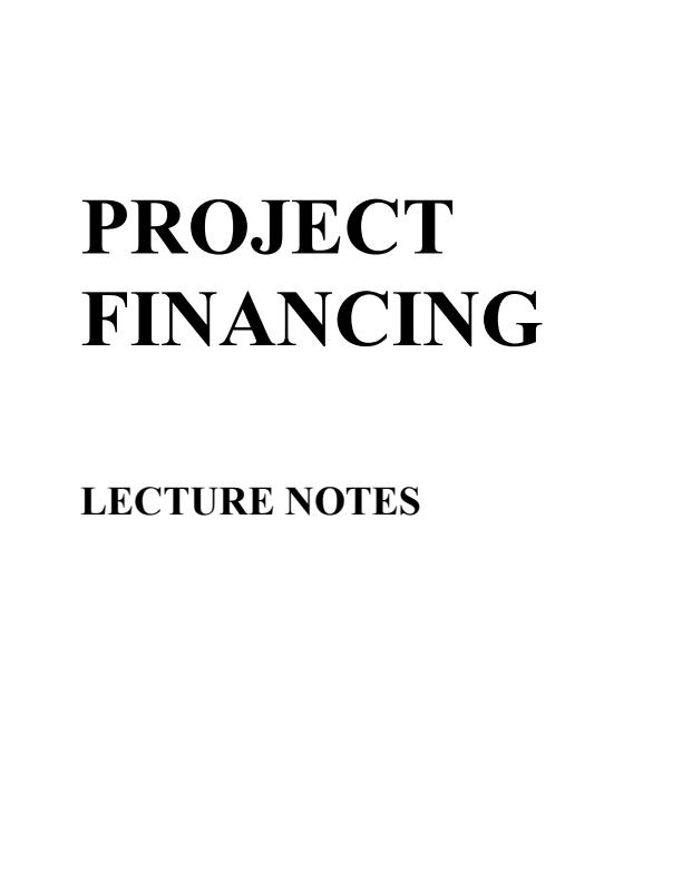 Page 1 – Project Financing Notes – Kenyaplex