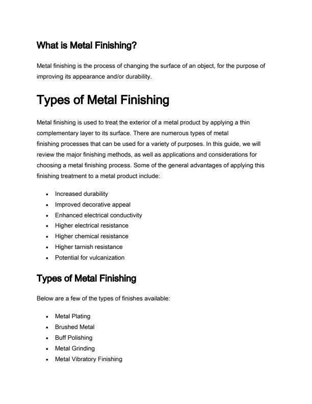 Page 1 – Material and Metallurgy: Finishing Processes Notes Module 1 – Kenyaplex