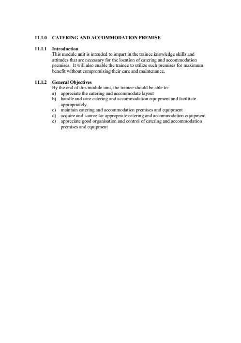 Page 1 – Catering Premises and Accommodation Notes – Kenyaplex