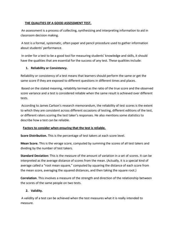 Page 1 – Strategies used when conducting assessment – Kenyaplex