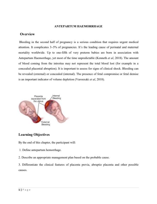 Page 1 – Antepartum  Hemorrhage Notes – Kenyaplex