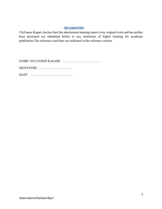 Page 2 – Sample Physical Planning Industrial Attachment Report – Kenyaplex