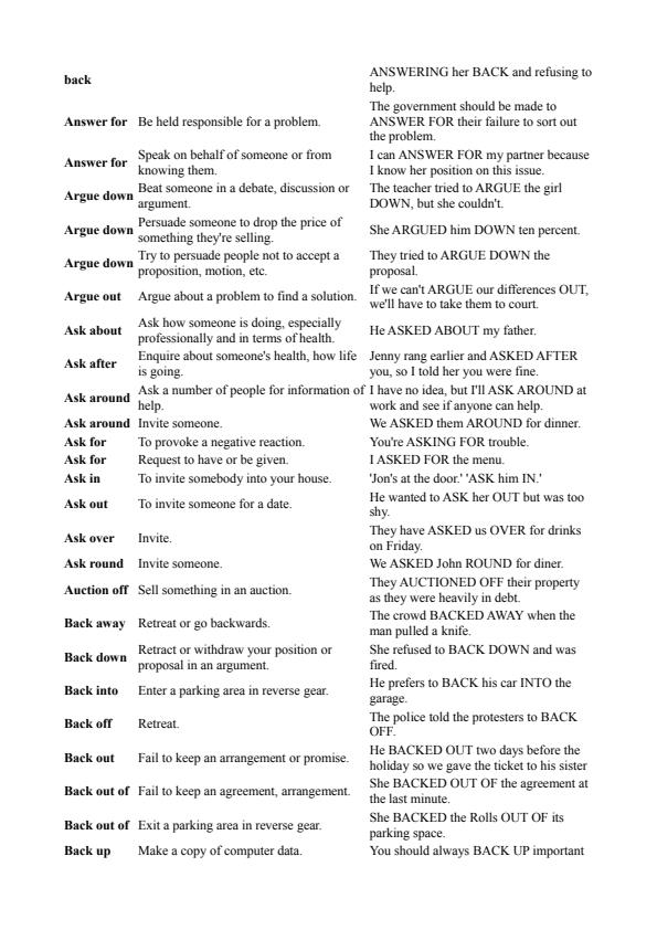 Page 2 – Detailed Phrasal Verb List – Kenyaplex