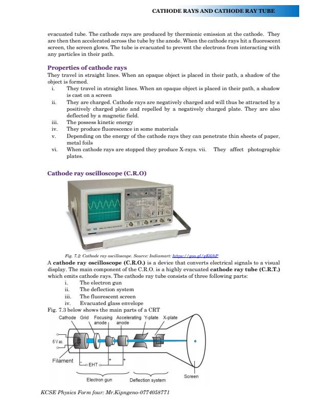 Page 2 – Form 4 Physics Notes on Cathode Rays and Cathode Ray Tube – Kenyaplex