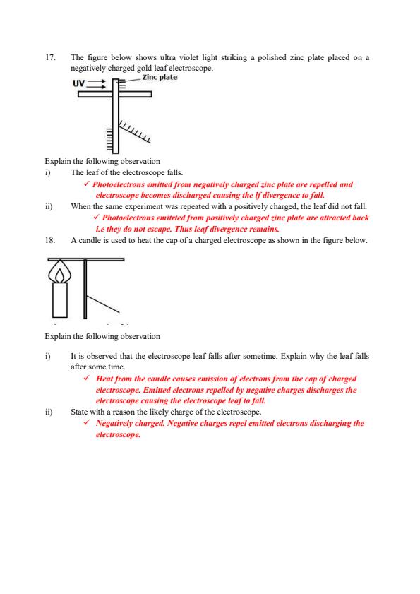 Form 4 Physics Sample Questions and Answers on Photoelectric Effect 11871