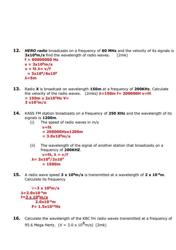 Page 3 – Form 2 Physics Sample Questions and Answers on Wave I – Kenyaplex