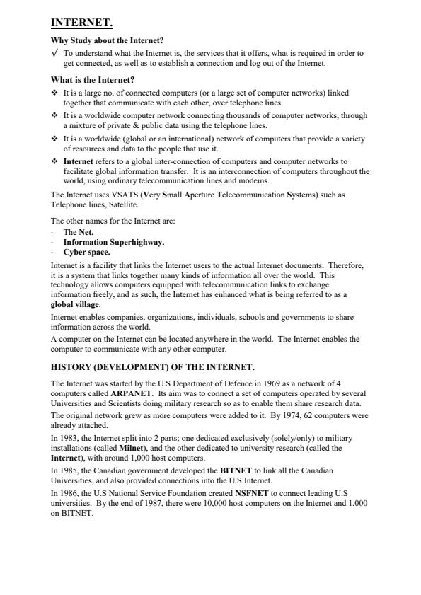 Page 1 – ICT Notes on Internet – Kenyaplex