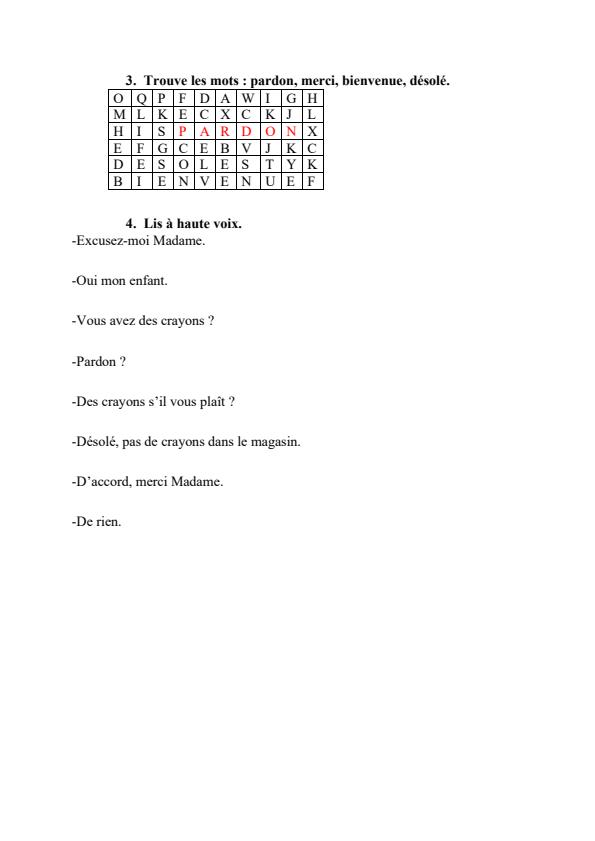 Page 2 – Grade 4 French: Sub Strand - L