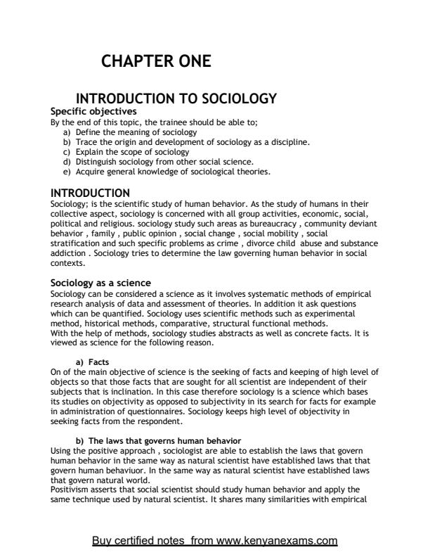 Page 2 – Certificate in Social Work: Sociology Notes  – Kenyaplex