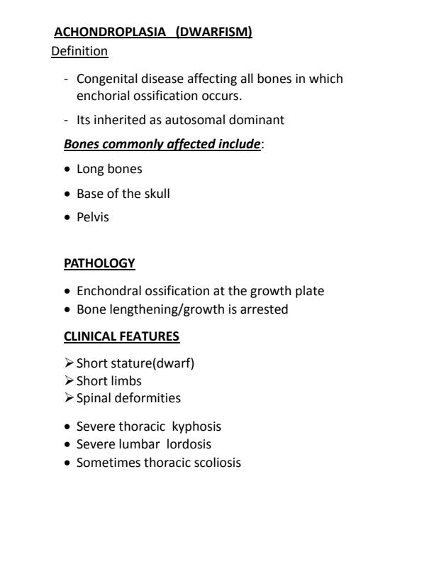 Page 1 – Clinical Medicine and Surgery:  Achondroplasia(dwarfism) Notes – Kenyaplex