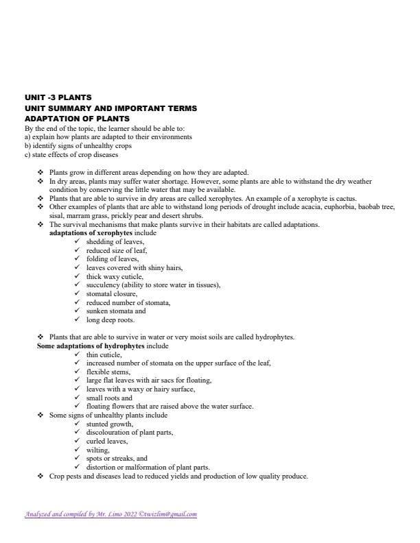 Page 2 – Class 8 Science Units Summary – Kenyaplex