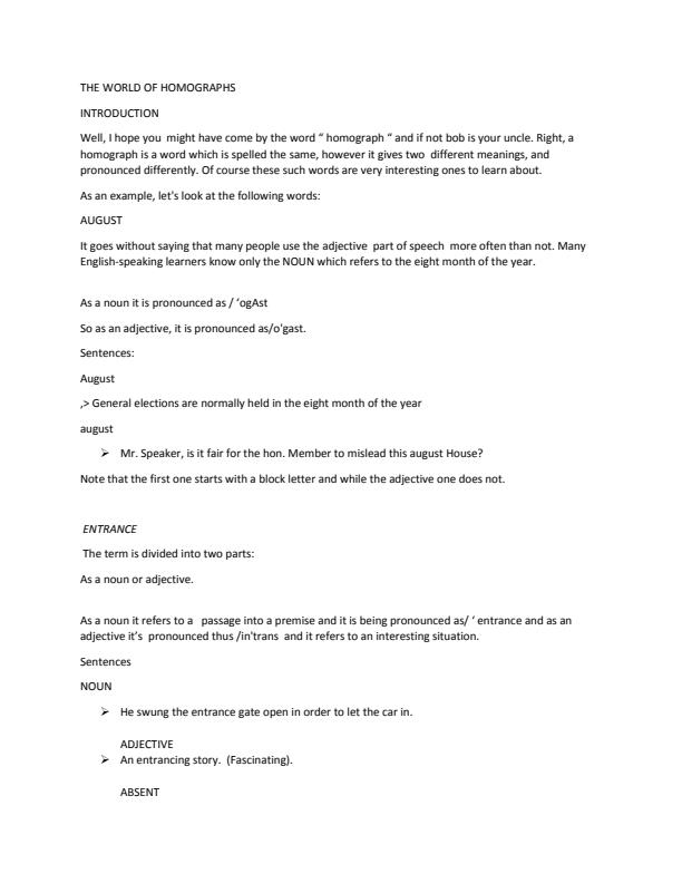 Page 1 – English Homographs – Kenyaplex