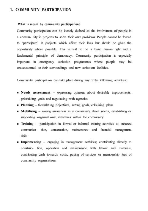 Page 1 – Community Participation and Motivation in Healthcare Programmes Notes – Kenyaplex