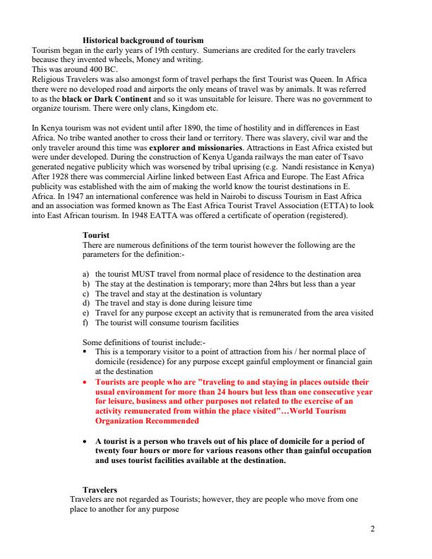 Page 2 – Tour Operations (Theory) Notes  – Kenyaplex