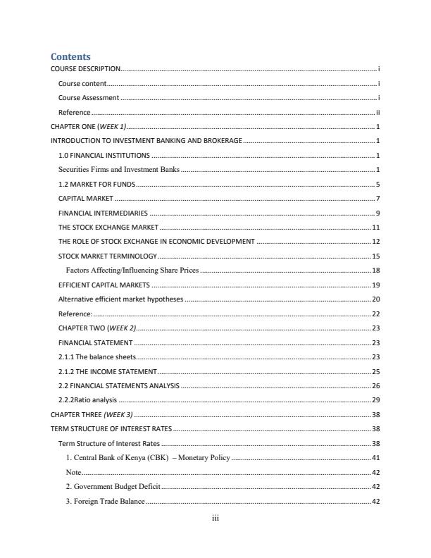 Page 1 – BAF 4105: Investment Banking and Brokerage Notes – Kenyaplex