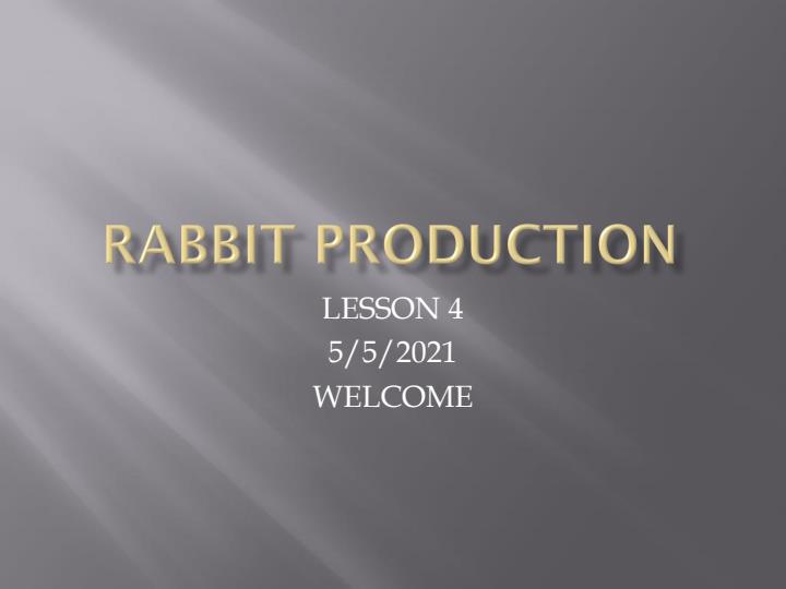 Page 1 – Rabbit Production PowerPoint Notes – Kenyaplex