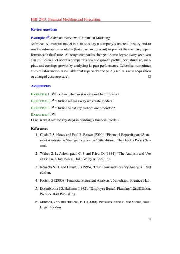 Page 4 – HBF 2403: Financial Modeling and Forecasting Notes – Kenyaplex