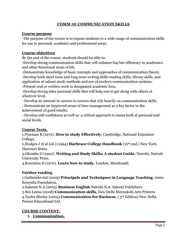 Page 2 – COMM 101: Communication Skills Notes – Kenyaplex
