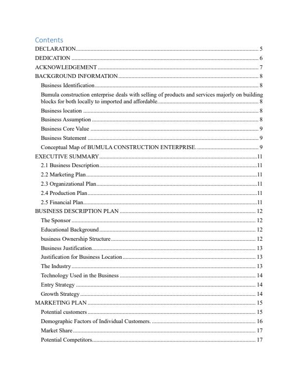 Business Plan for Building Construction/Technology Hardware Store 12301