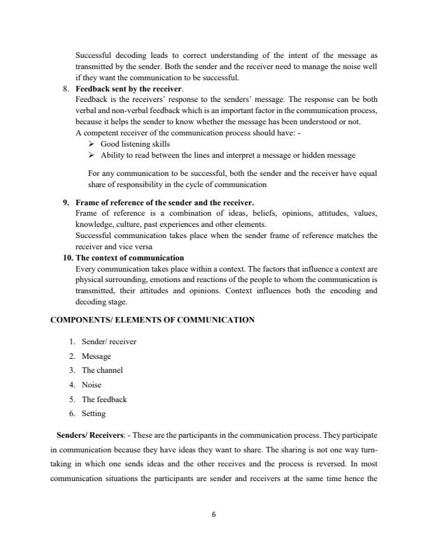 Page 2 – UCC 111: Principles and Process of Communication Notes – Kenyaplex