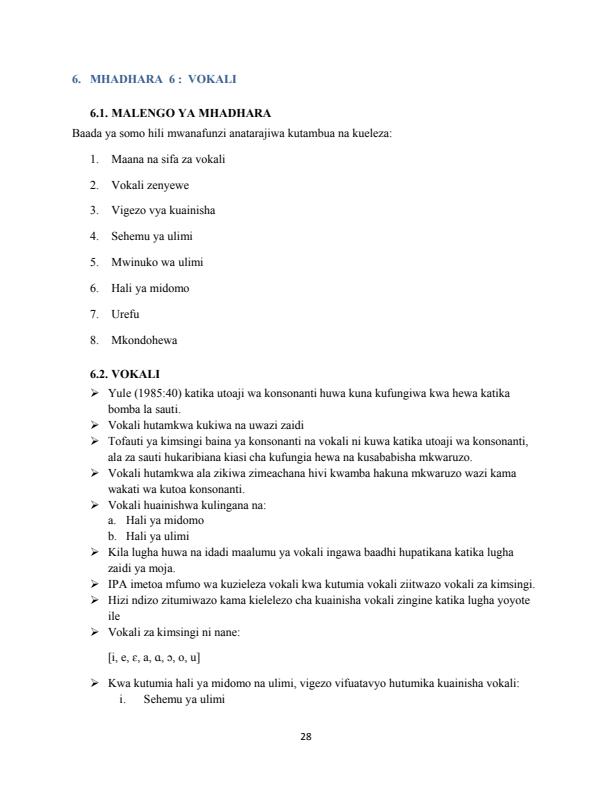 Page 1 – Maana na sifa za vokali – Kenyaplex